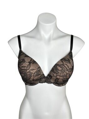 Victoria’s Secret Biofit Demi Uplift Bra Black Lace Nude 34DD